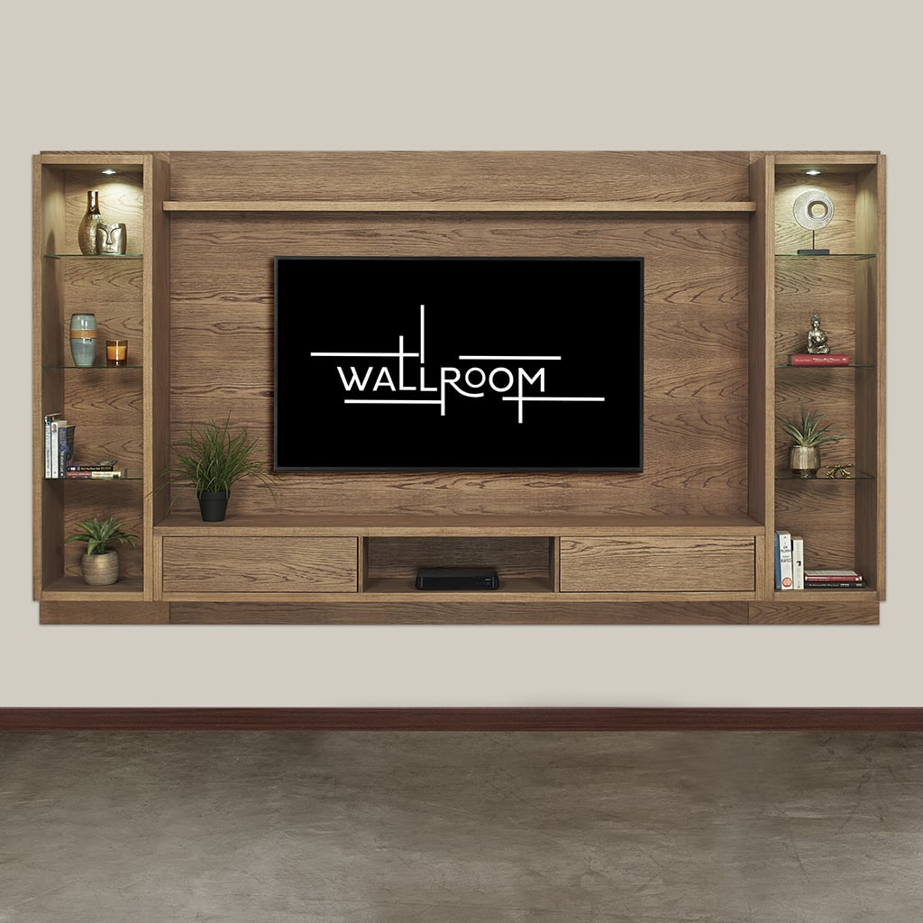 Zinkwazi - 3Pce TV Wall Unit - Mahogany