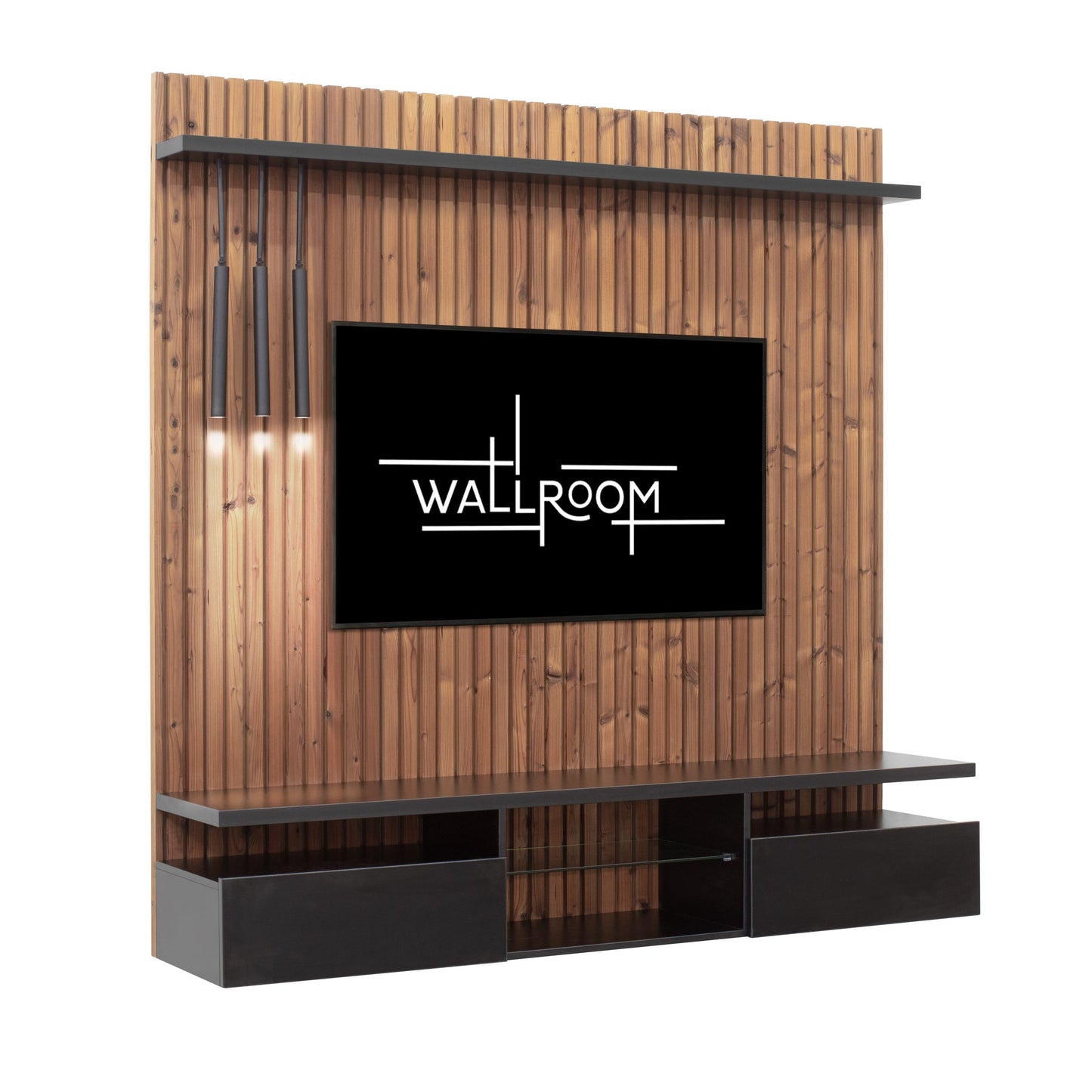 Agulhas - TV Wall Unit - Clear & Black Accents (Lights)