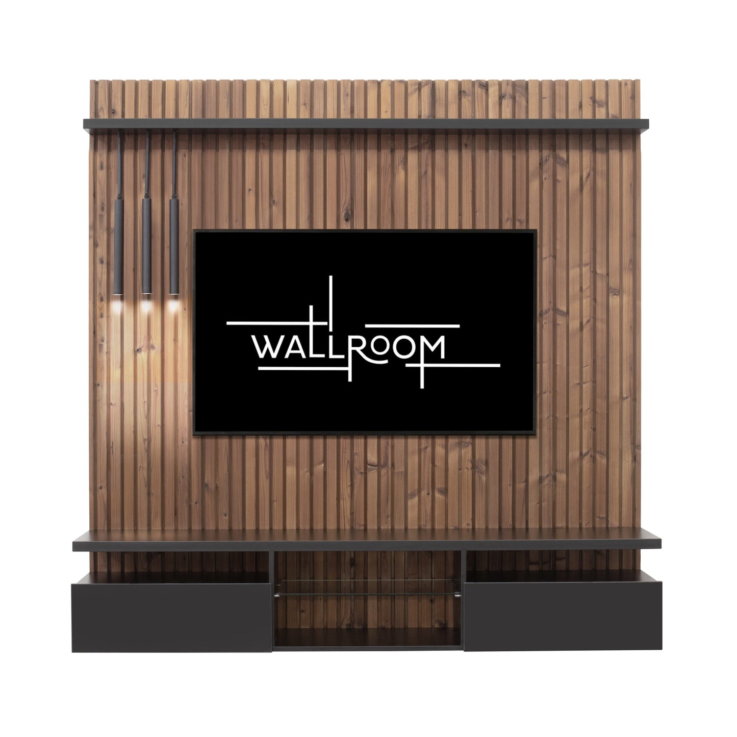 Agulhas - TV Wall Unit - Clear & Black Accents (Lights)