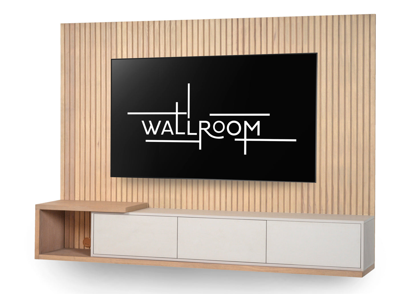 Clarens - Wall-mounted TV Stand - Oak Slatted Backboard