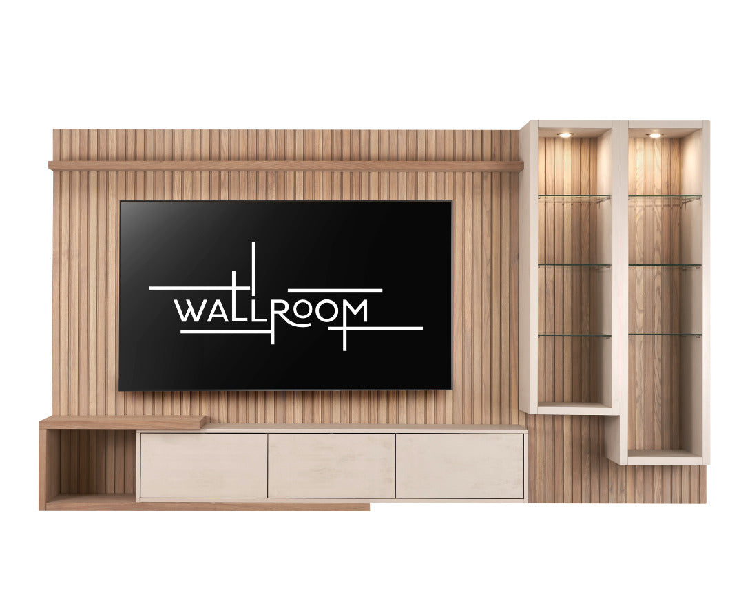 Clarens - 2Pce Wall-mounted TV Stand - Slatted Wood
