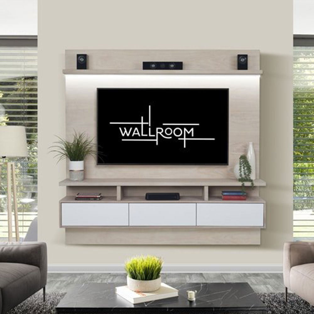 Clifton 350 - Floating TV Stand - White & White
