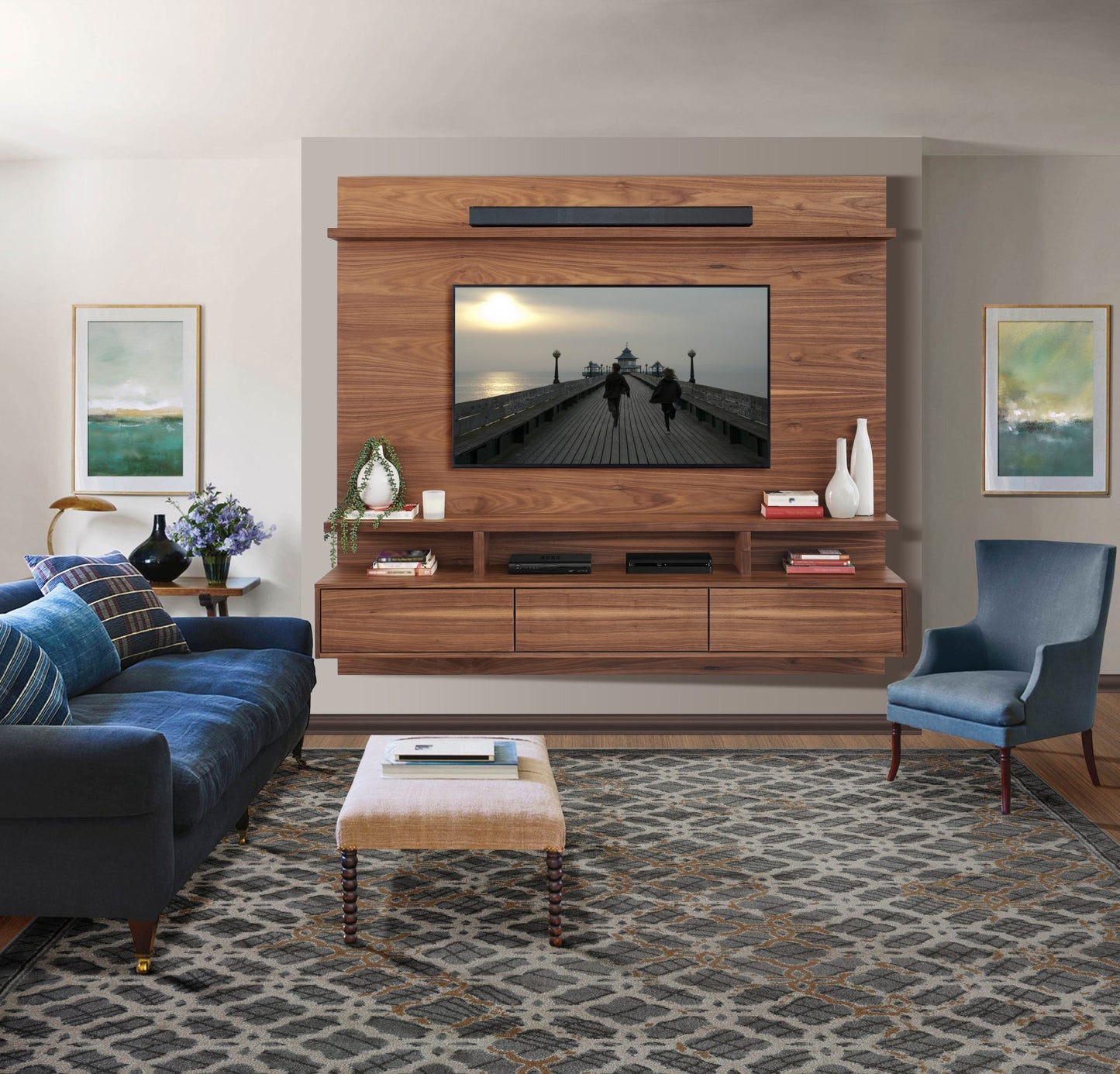 Clifton 200 - Floating TV Stand - American Walnut