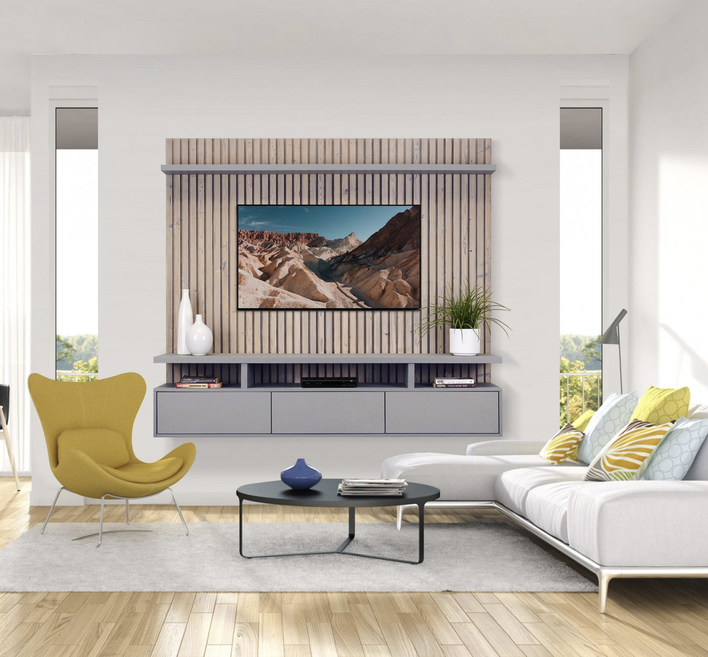 Clifton 350 - Floating TV Stand - Castle Grey