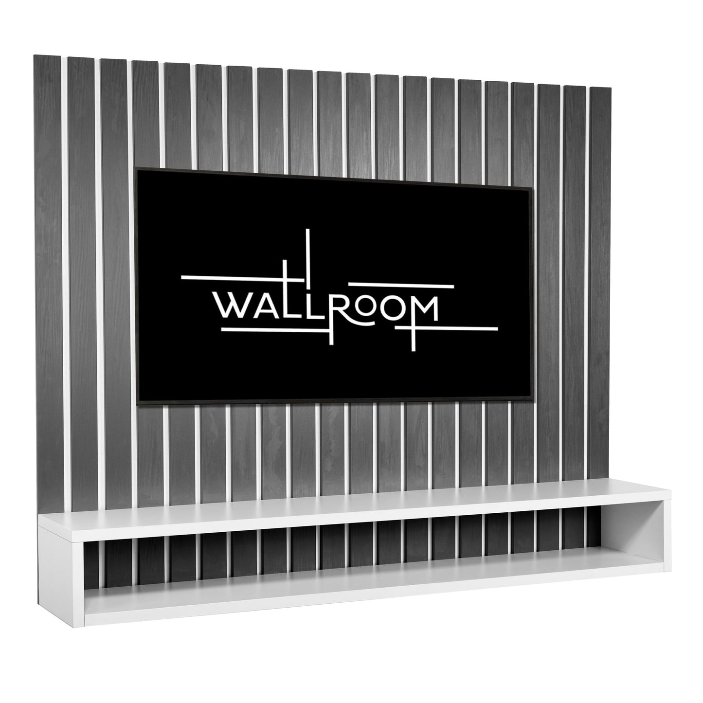 Solar - Grey TV Stand - Storm Grey Linear Slats