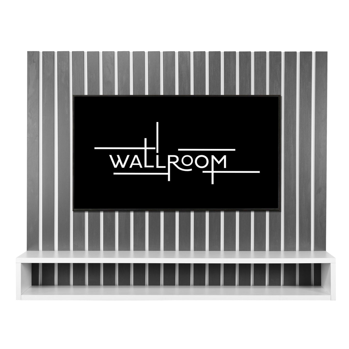 Solar - Grey TV Stand - Storm Grey Linear Slats