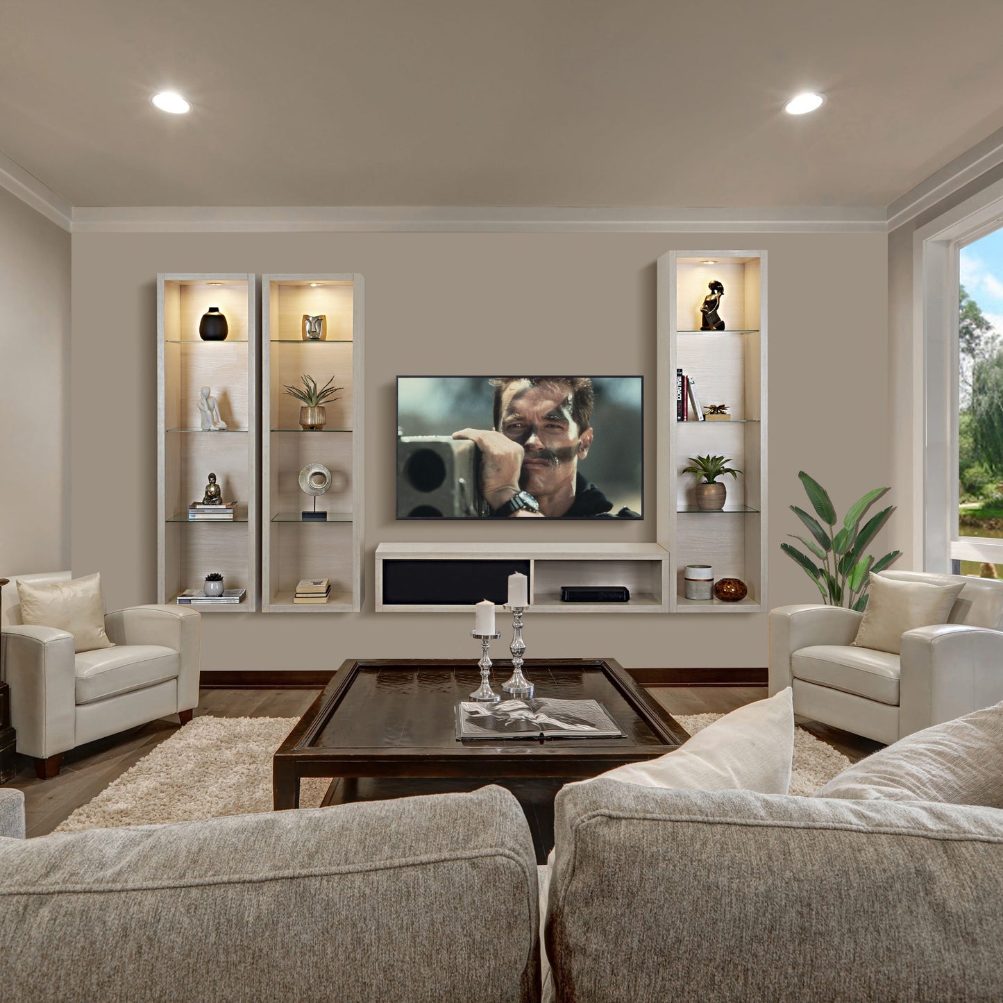 St Lucia - 4 Pce Floating TV Unit - Balsa