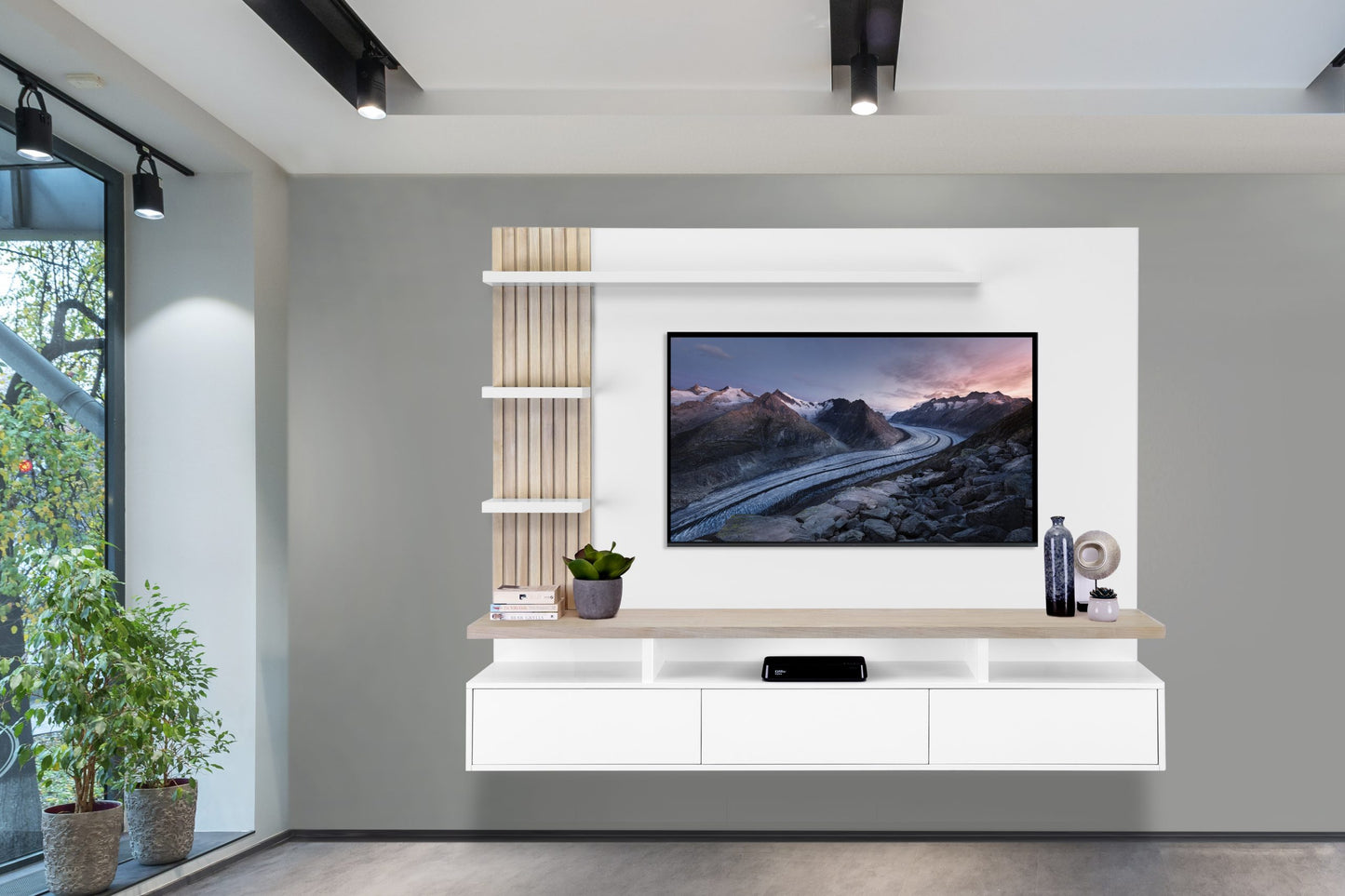 Uvongo - Wall Mounted TV Unit 1.8m - Slatted Wood