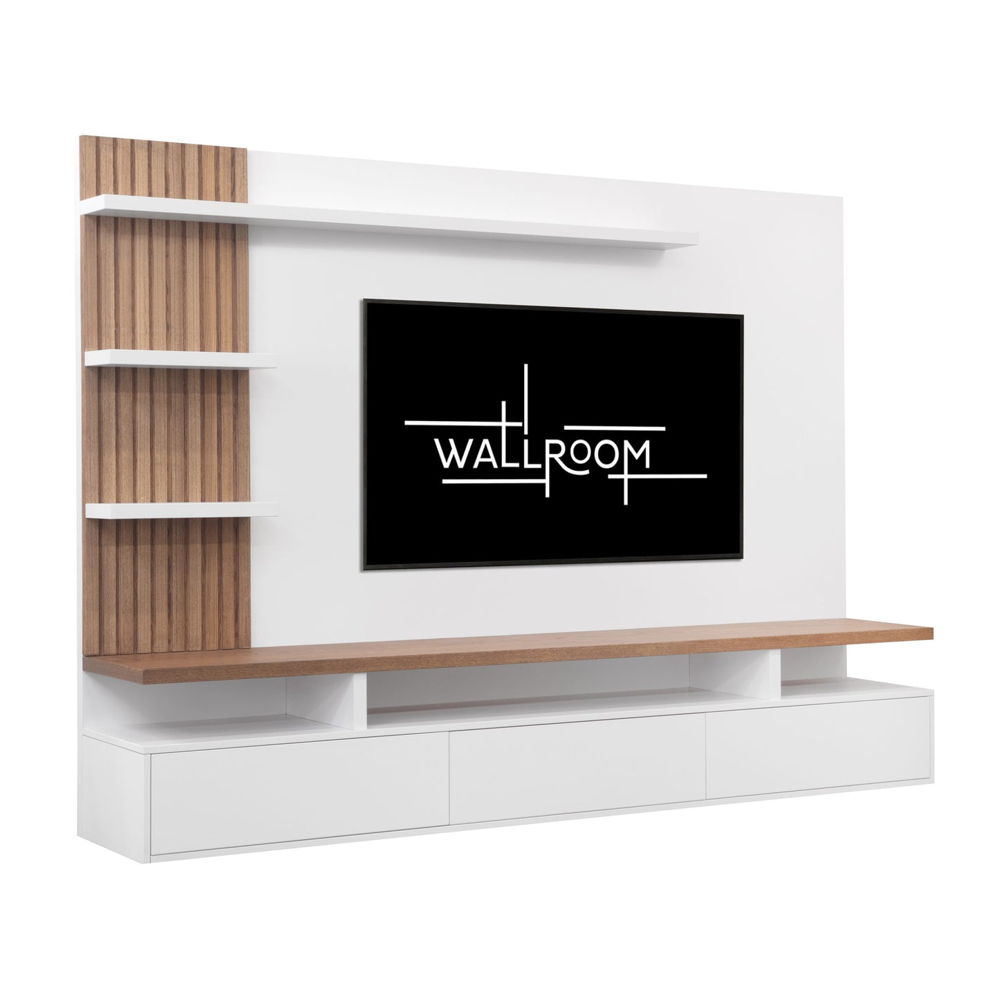 Uvongo - Wall Mounted TV Unit 2.2m - Slatted Wood