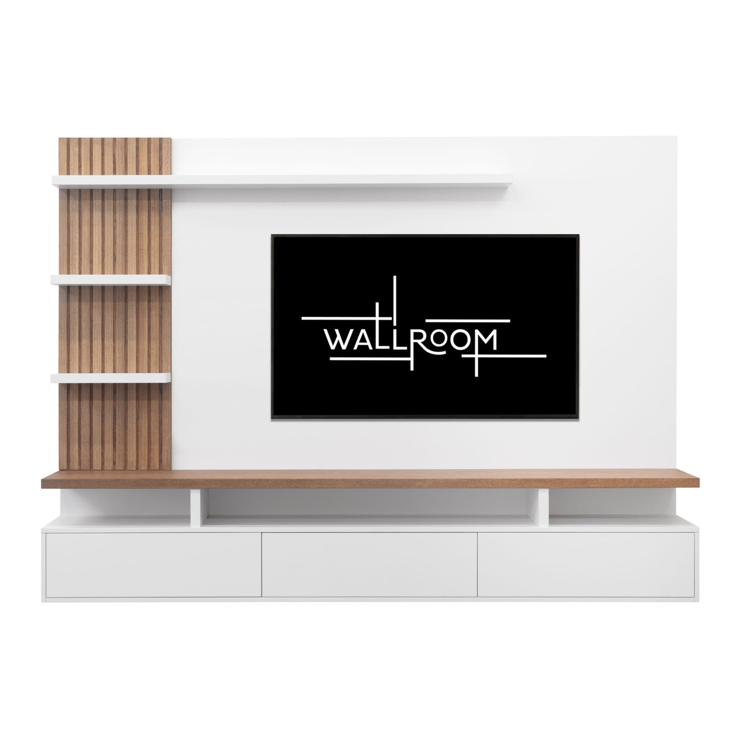 Uvongo - Wall Mounted TV Unit 2.2m - Slatted Wood