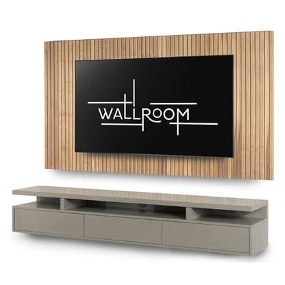 Arniston - TV Wall Panel & Shelf - Slatted Wood