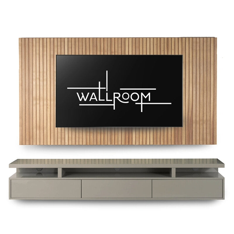 Arniston - TV Wall Panel & Shelf - Slatted Wood