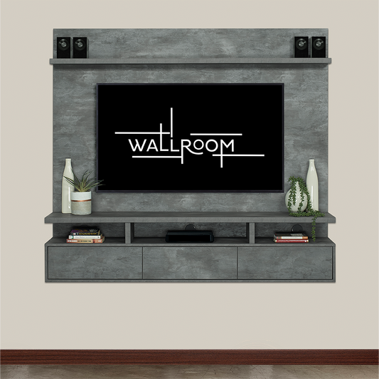 Clifton 350 - Floating TV Stand - Grey Urban Steel