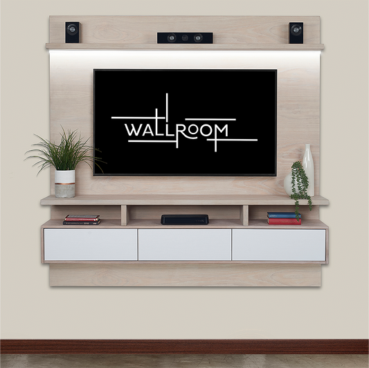 Clifton 350 - Floating TV Stand - White & White