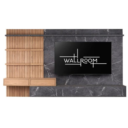 Pringle - Floating Wall Unit - 2Pce Slatted Wood