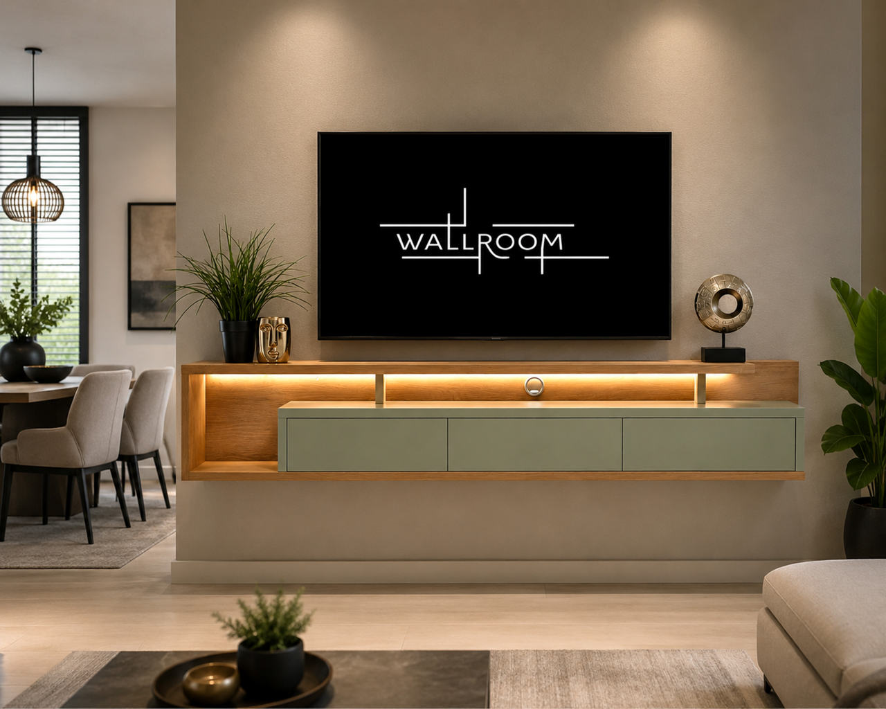 Plettenberg - Floating Shelf Under TV - LED Lighting