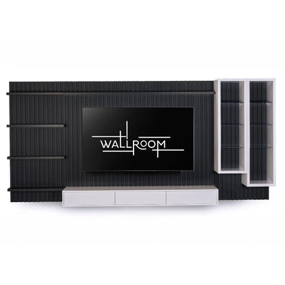 Sanctuary - 3Pce Black TV Stand - Slatted Backboard