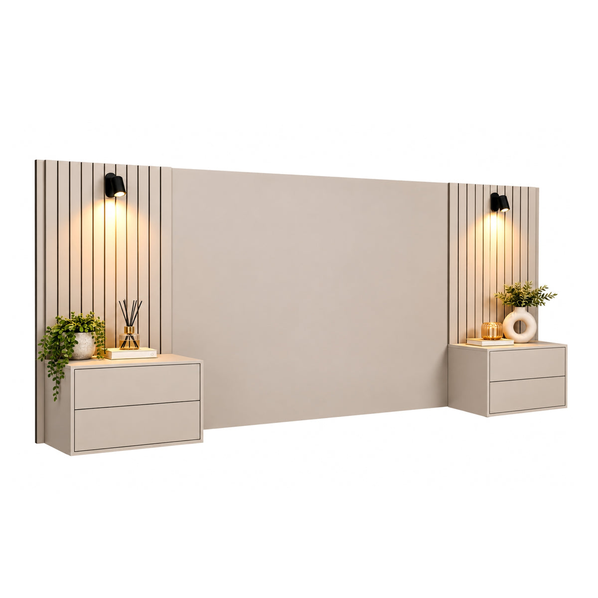 Hibberdene - Floating Headboard - Bedside Tables & Reading Lights