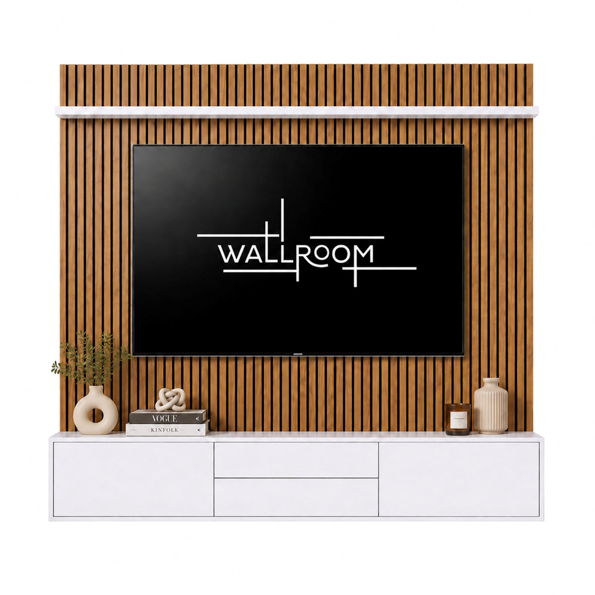 Westbrook - Floating TV Stand - Slatted Backboard
