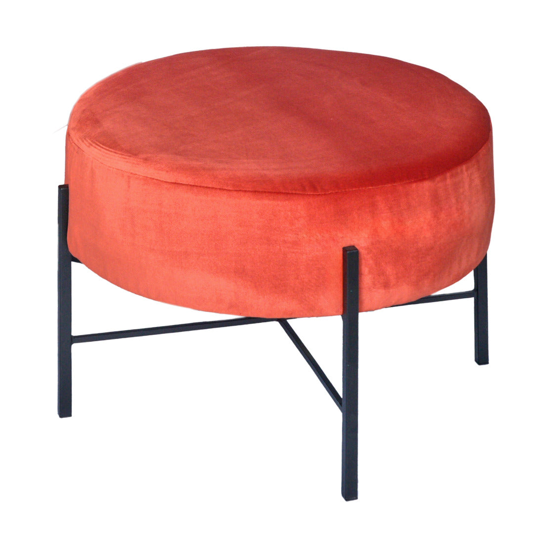 Round Ottoman | Burnt Orange | Versatile Seating