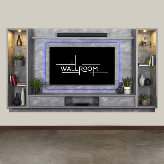 Zinkwazi - 3Pce TV Wall Unit - Urban Steel